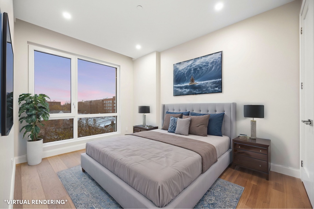 Virtual rendering of a bedroom at Hampton Condo