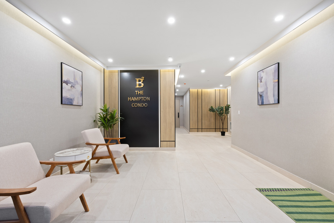 Finished residential lobby at Hampton Condo