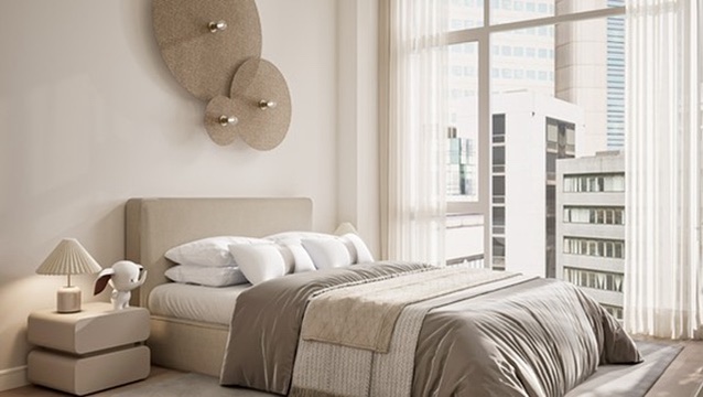 Rendering of a bedroom at The Moon 27